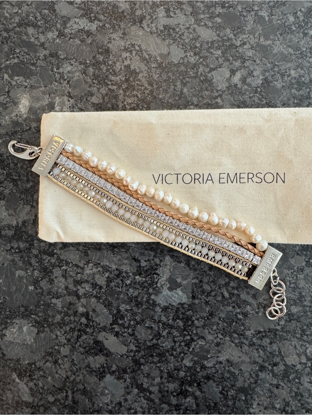 Victoria Emerson Pearl & Rose Gold Layered Bracelet